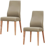 Rosemallow Dining Chair Set of 2 PU Leather Seat Solid Messmate Timber - Silver - Furniture > Dining