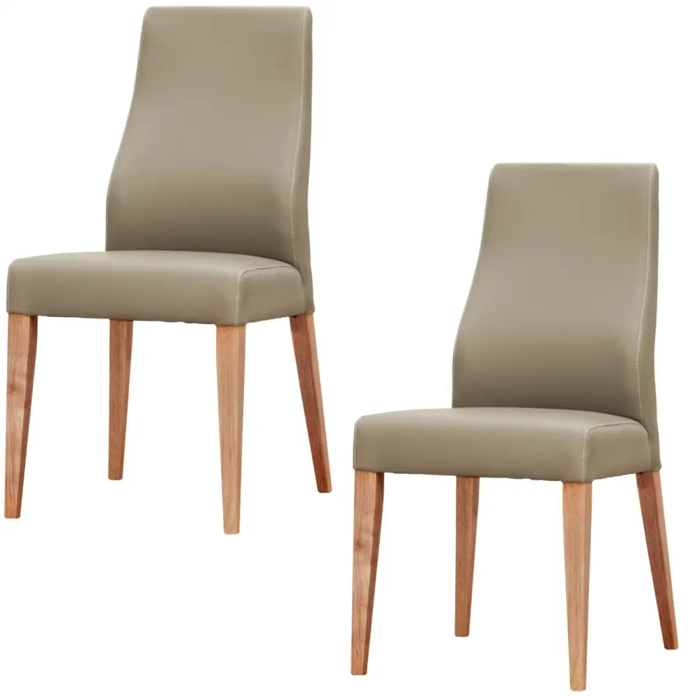 Rosemallow Dining Chair Set of 2 PU Leather Seat Solid Messmate Timber - Silver - Furniture > Dining