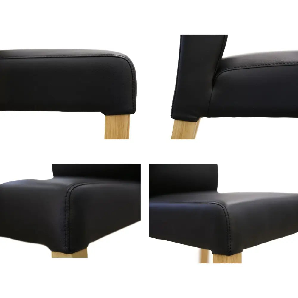 Rosemallow Dining Chair Set of 2 PU Leather Seat Solid Messmate Timber - Black - Furniture > Dining