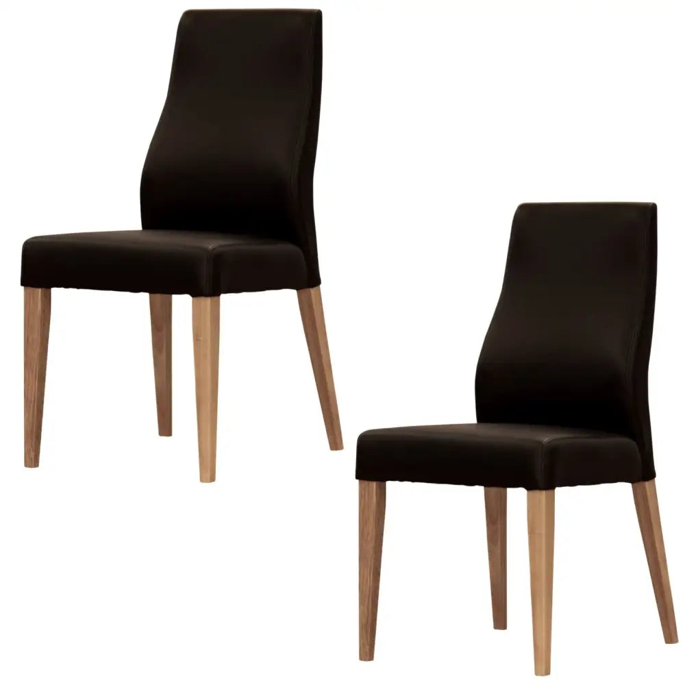 Rosemallow Dining Chair Set of 2 PU Leather Seat Solid Messmate Timber - Black - Furniture > Dining