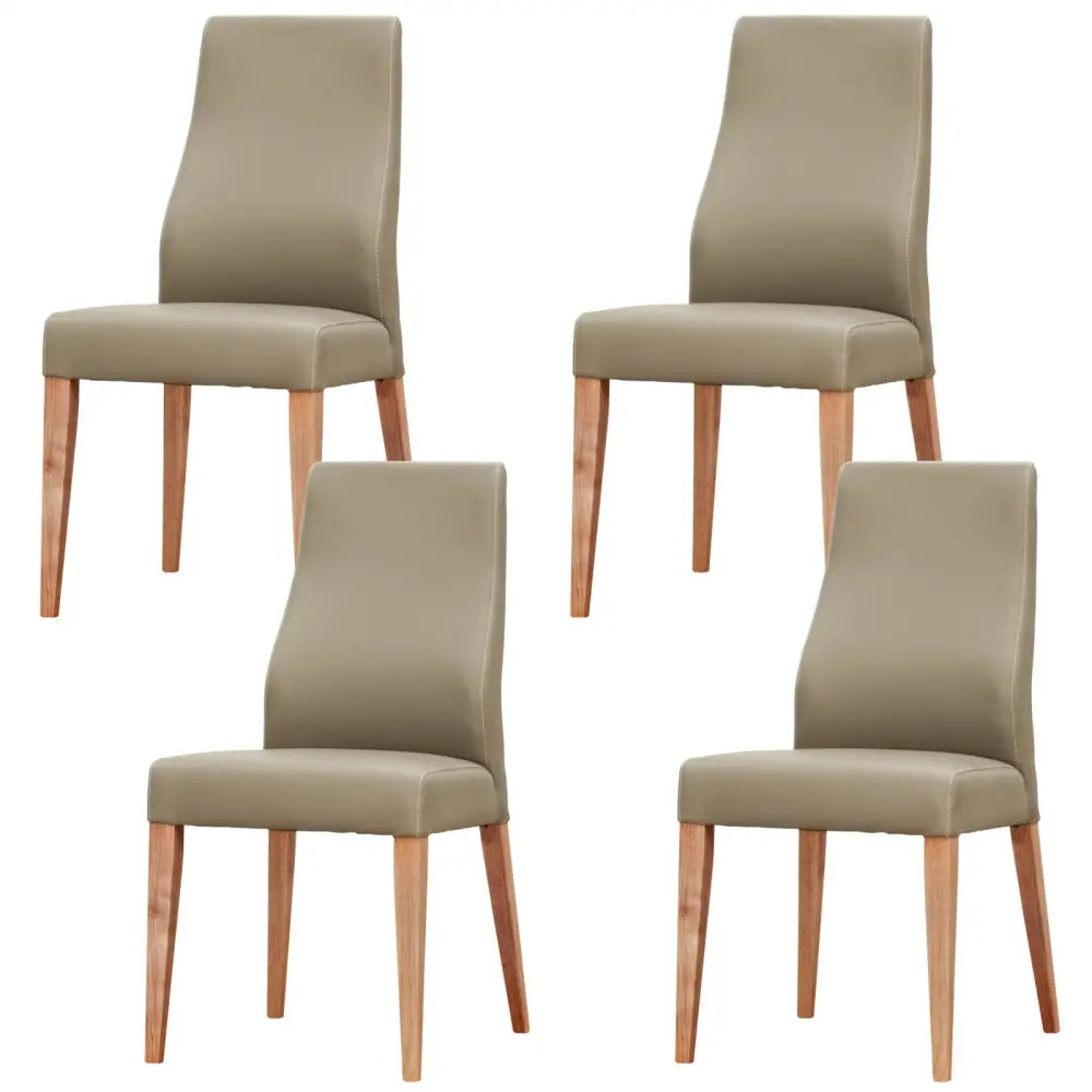 Rosemallow Dining Chair Set of 4 PU Leather Seat Solid Messmate Timber - Silver - Furniture > Dining