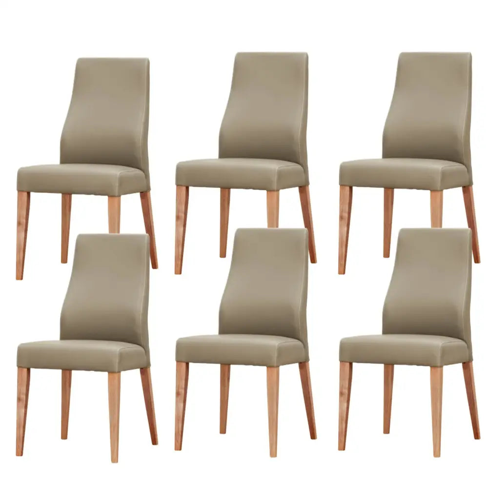 Rosemallow Dining Chair Set of 6 PU Leather Seat Solid Messmate Timber - Silver - Furniture > Dining