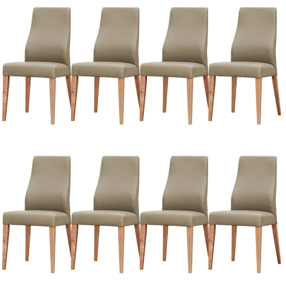 Rosemallow Dining Chair Set of 8 PU Leather Seat Solid Messmate Timber - Silver - Furniture > Dining