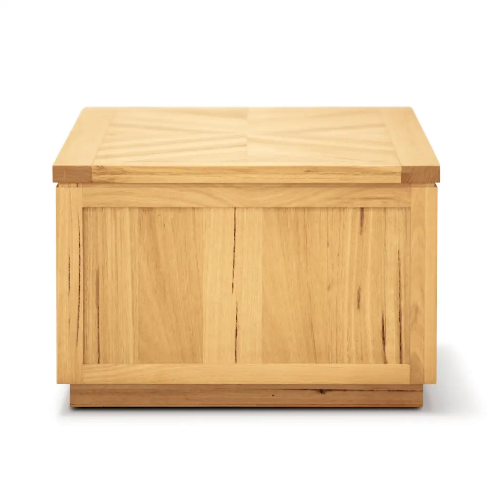 Rosemallow Lamp Side Table 65cm Parquet Top Solid Messmate Timber Wood - Natural - Furniture > Living Room