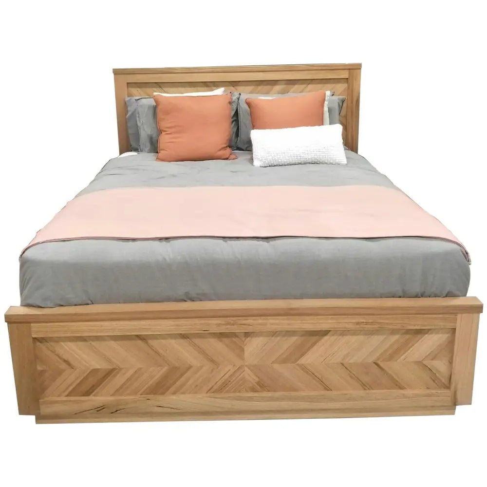 Rosemallow Queen Size Bed Parquet Solid Messmate Timber Wood Frame Mattress Base - Furniture > Bedroom