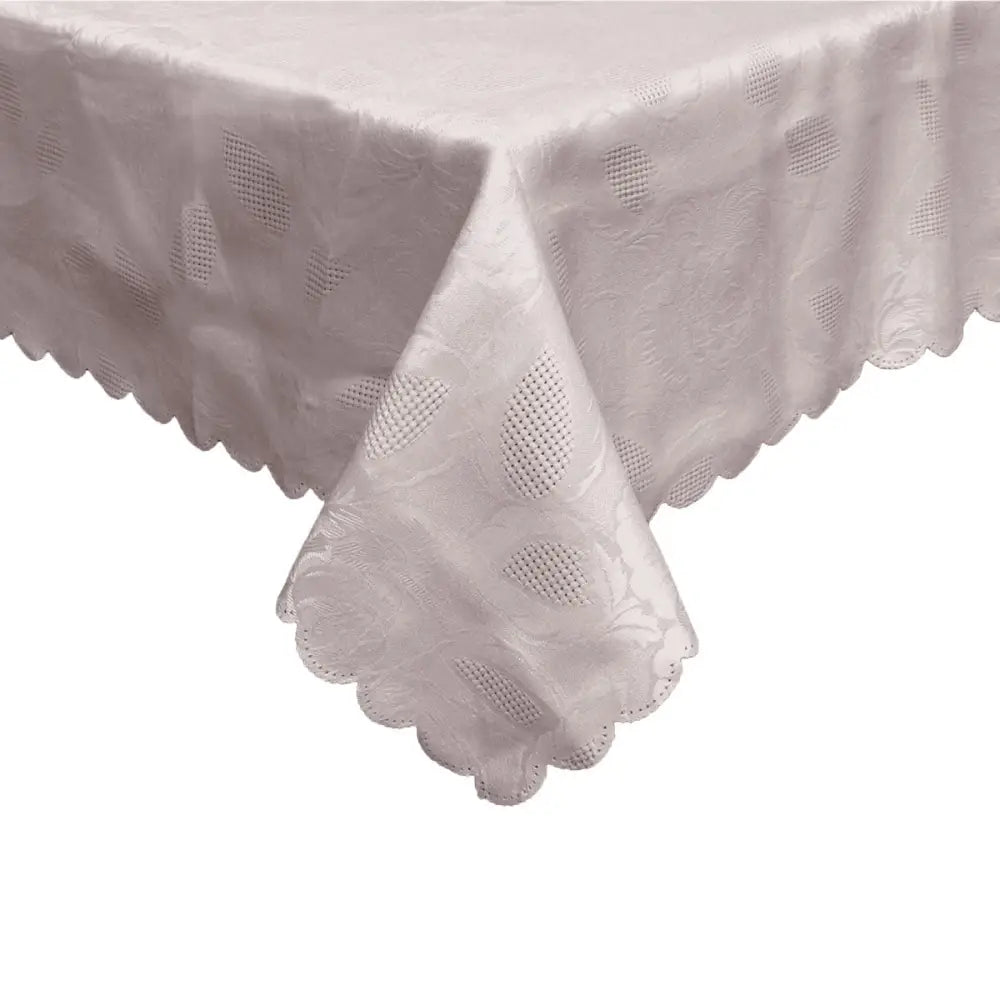 Rosie Taupe Luxury Jacquard Tablecloth 150 x 210 cm - Home & Garden > Kitchenware