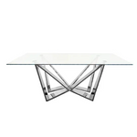 Roula Dining Table Silver Base - Clear Glass - Furniture > Dining