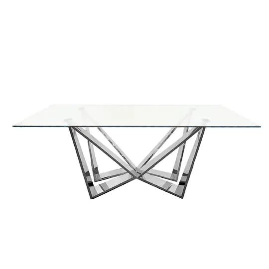 Roula Dining Table Silver Base - Clear Glass - Furniture > Dining