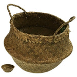 Round Belly Seagrass Small Storage Basket Straw Rattan Home Flower Pot Planter Wicker - Home & Garden > Decor