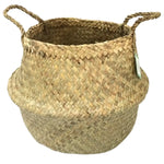 Round Belly Seagrass Small Storage Basket Straw Rattan Home Flower Pot Planter Wicker - Home & Garden > Decor