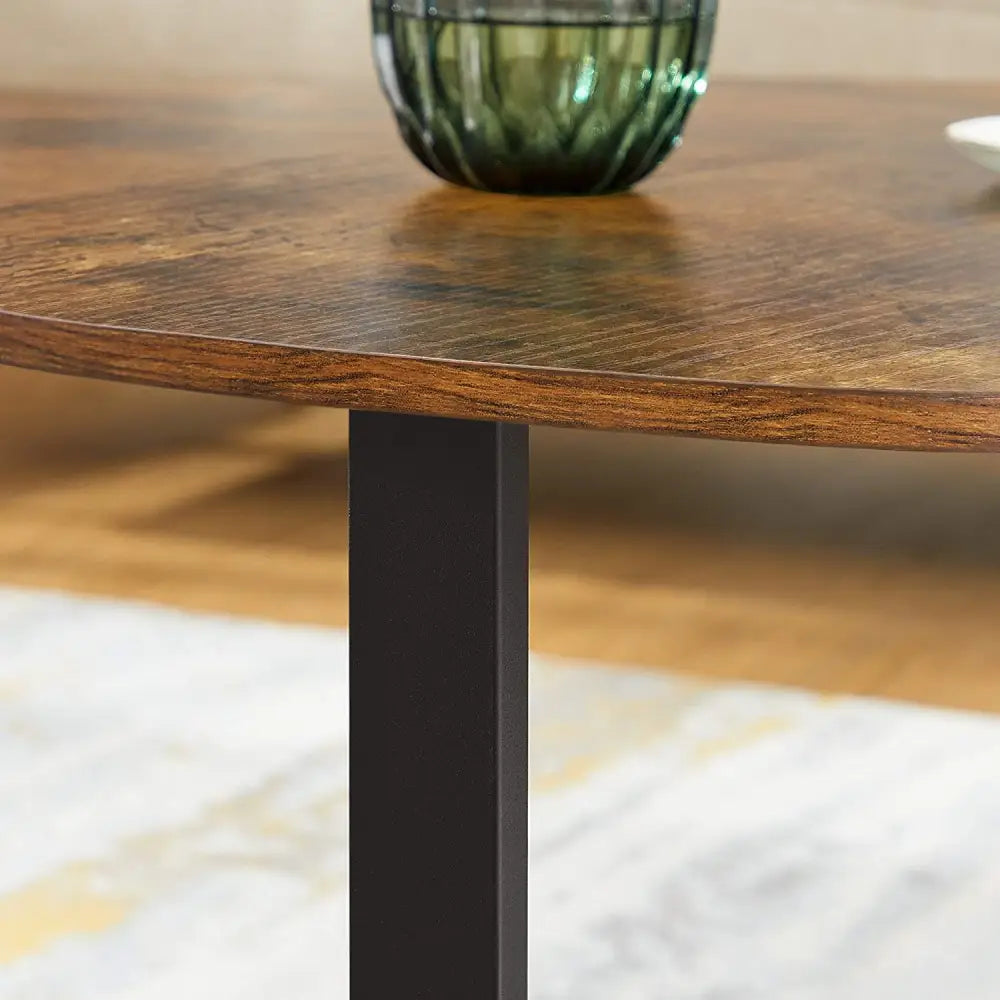 Round Coffee Table Rustic Brown and Black - Furniture > Living Room