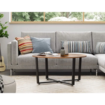 Round Coffee Table Rustic Brown and Black - Furniture > Living Room