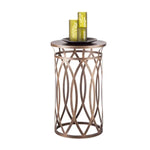 Round Iron Side Table with Cross Legs in Brass Finish - Furniture > Living Room