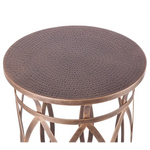 Round Iron Side Table with Cross Legs in Brass Finish - Furniture > Living Room