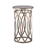 Round Iron Side Table with Cross Legs in Brass Finish - Furniture > Living Room