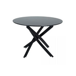 Round Marble-Effect Table-Black - Furniture > Dining