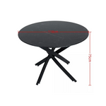 Round Marble-Effect Table-Black - Furniture > Dining