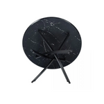 Round Marble-Effect Table-Black - Furniture > Dining