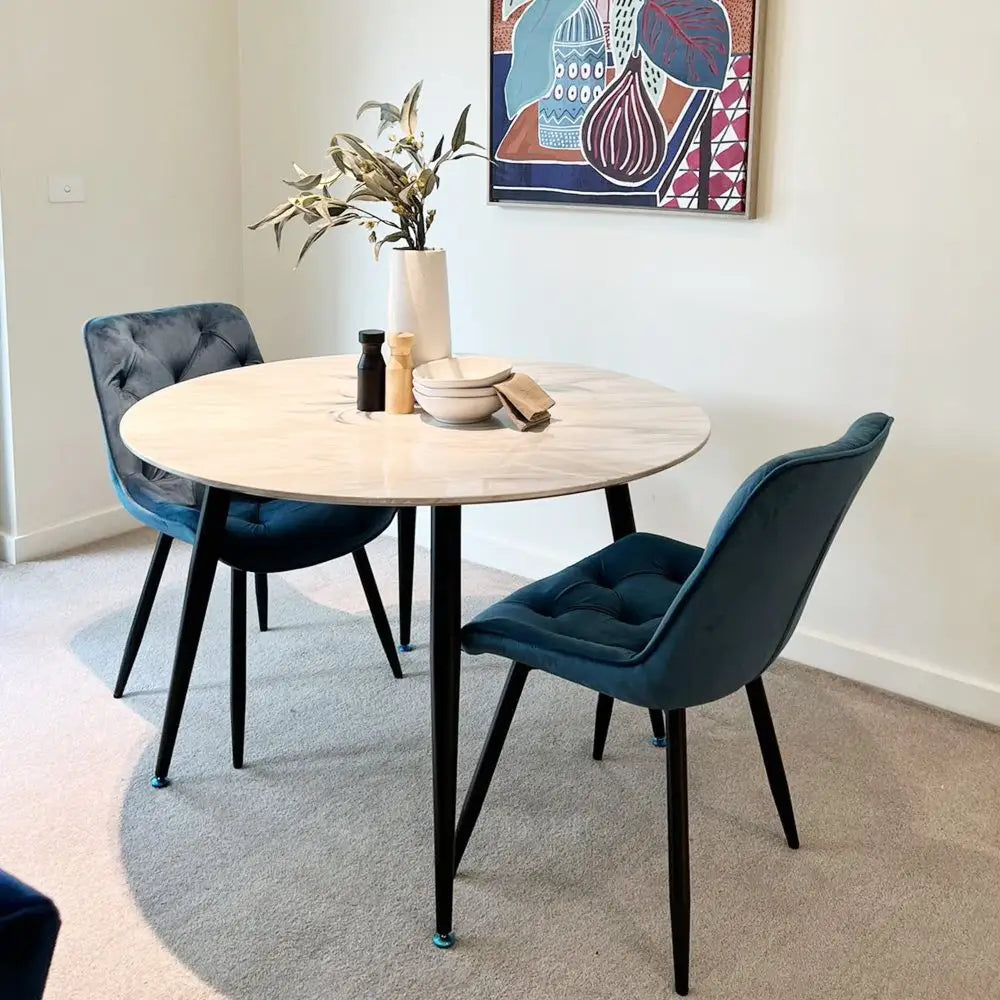 Round MDF Marbling Dining Table - Furniture > Dining