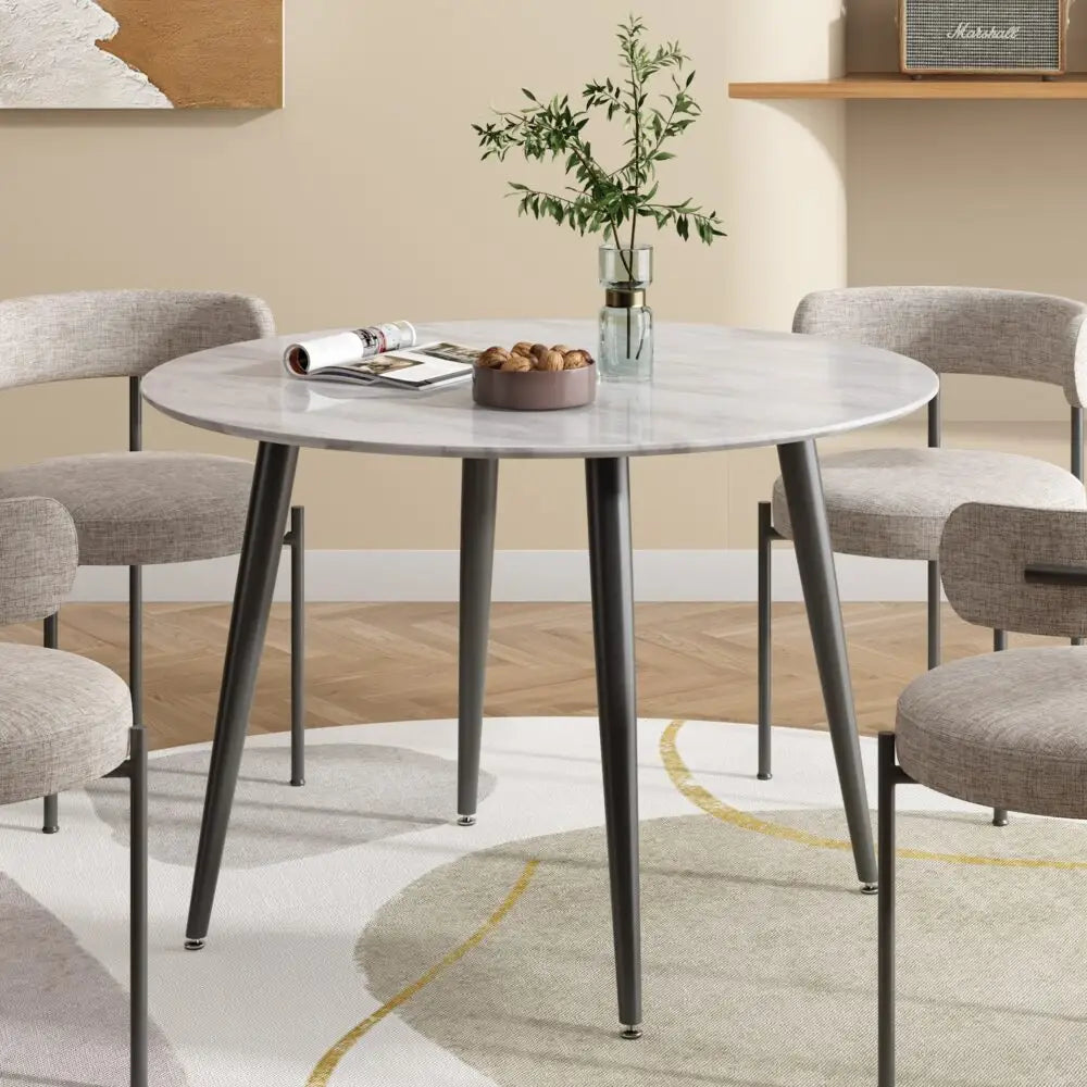 Round MDF Marbling Dining Table - Furniture > Dining