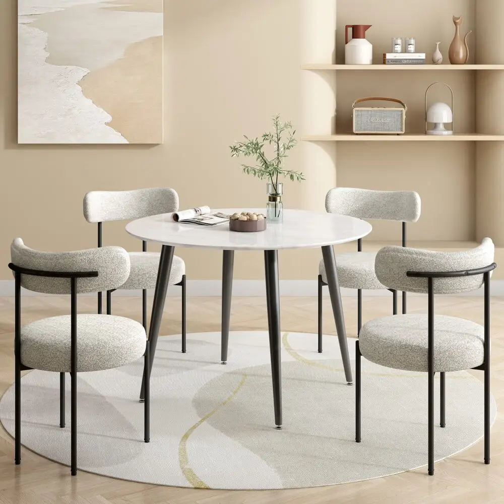 Round MDF Marbling Dining Table - Furniture > Dining