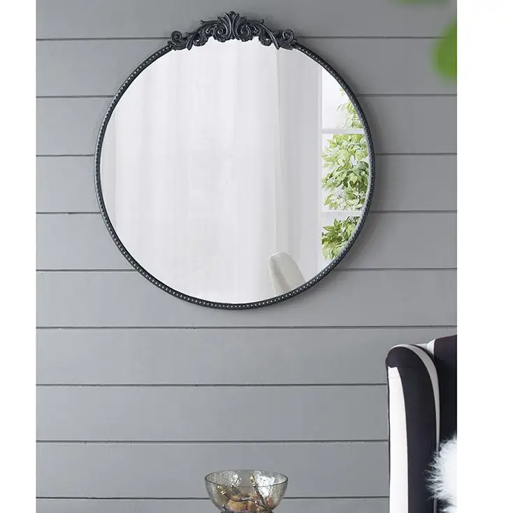 ROUND ORNATE METALLIC WALL MIRROR - Home & Garden > Decor > Mirrors