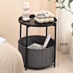 Round Side Table Bedside Storage Basket - Furniture > Sofas > Sofas & Sofa Beds