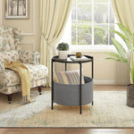 Round Side Table Bedside Storage Basket - Furniture > Sofas > Sofas & Sofa Beds