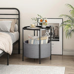 Round Side Table Bedside Storage Basket - Furniture > Sofas > Sofas & Sofa Beds