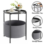 Round Side Table Bedside Storage Basket - Furniture > Sofas > Sofas & Sofa Beds