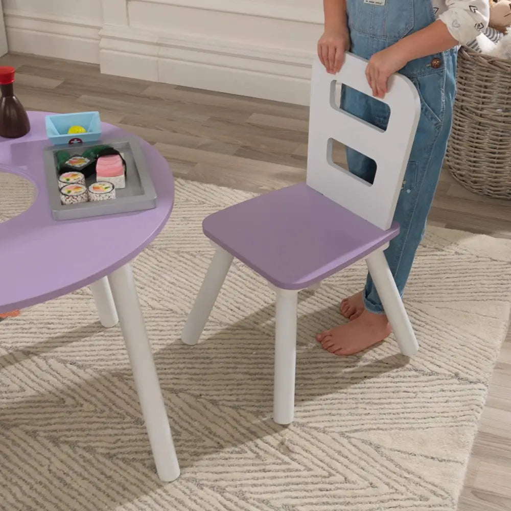 Round Table and 2 Chair Set for children (Lavender) - Baby & Kids > Kid’s Furniture