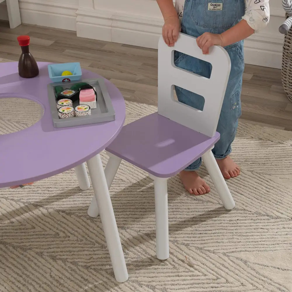 Round Table and 2 Chair Set for children (Lavender) - Baby & Kids > Kid’s Furniture
