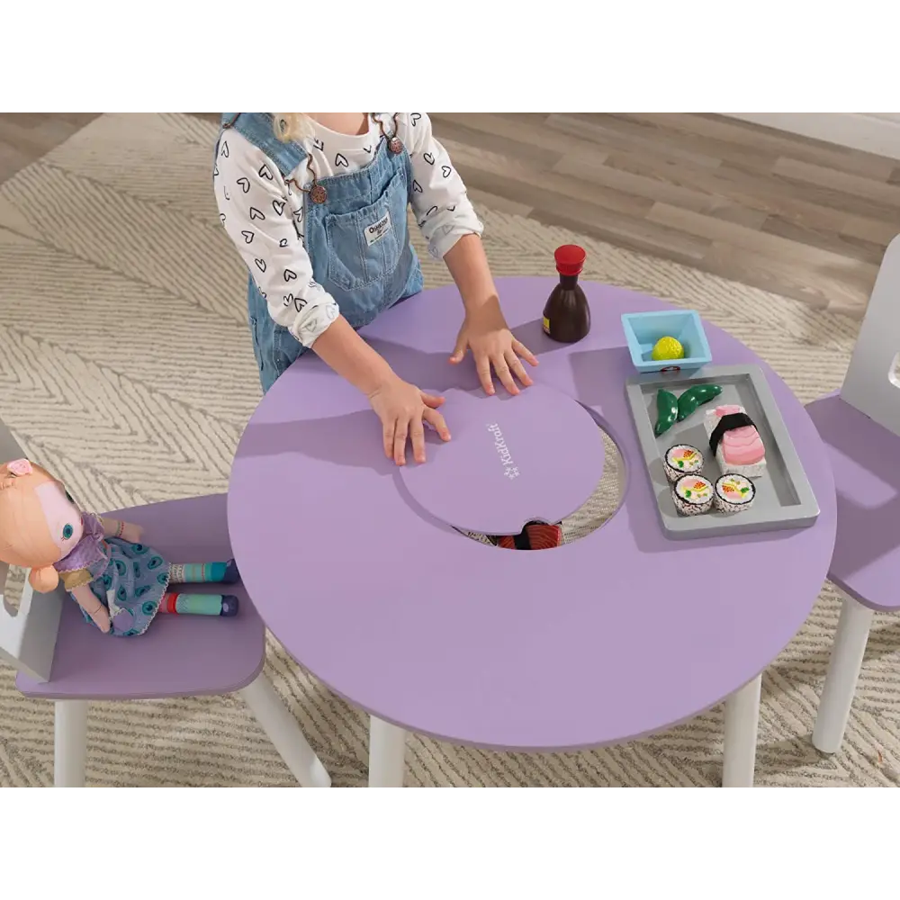 Round Table and 2 Chair Set for children (Lavender) - Baby & Kids > Kid’s Furniture
