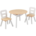 Round Table and 2 Chair Set for children (White Natural) - Baby & Kids > Kid’s Furniture