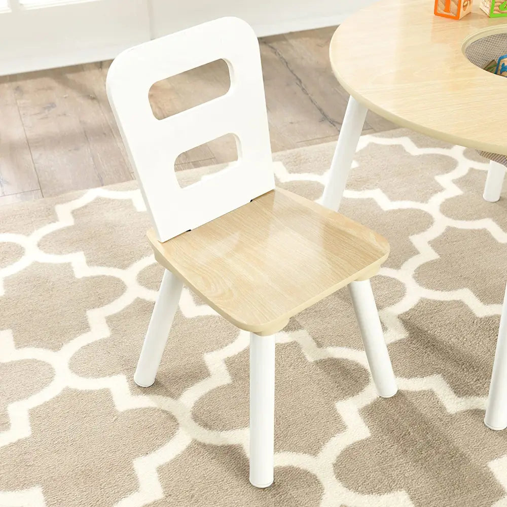 Round Table and 2 Chair Set for children (White Natural) - Baby & Kids > Kid’s Furniture
