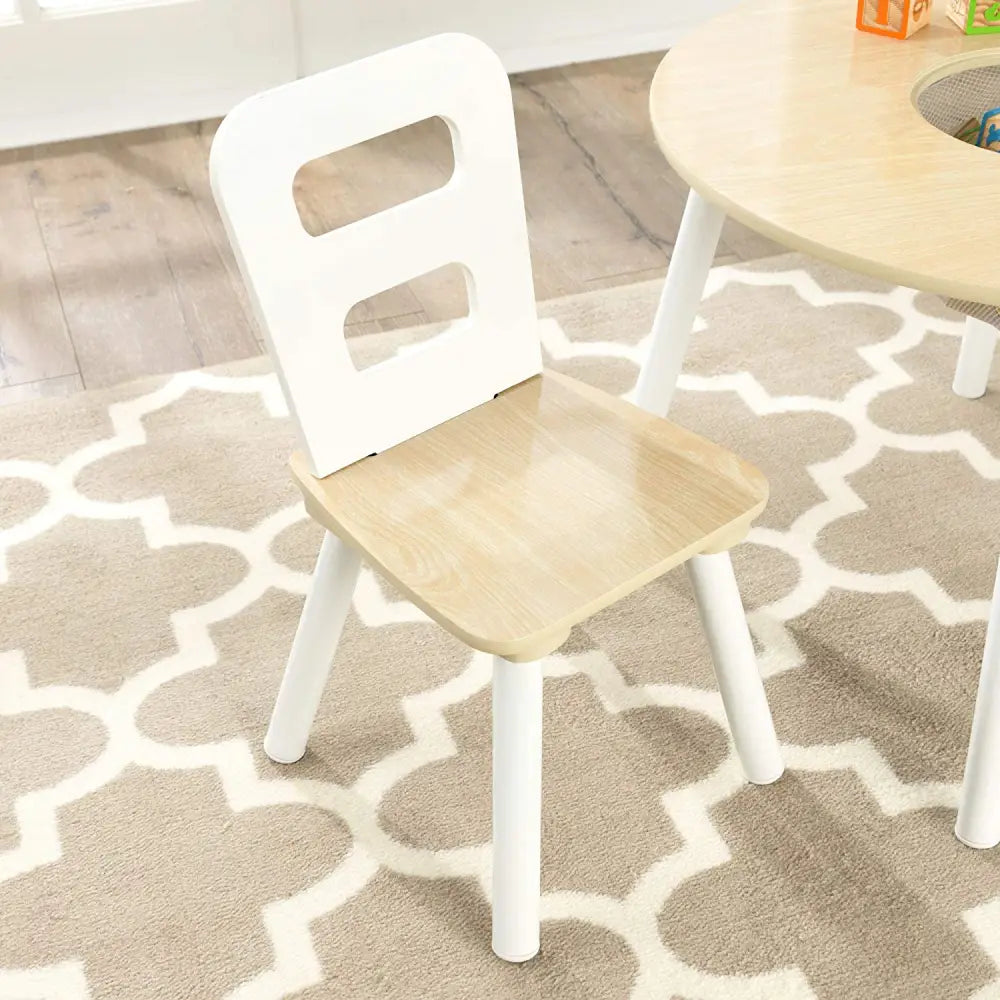 Round Table and 2 Chair Set for children (White Natural) - Baby & Kids > Kid’s Furniture