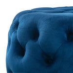 Round Velvet Ottoman in Navy - Furniture > Bedroom