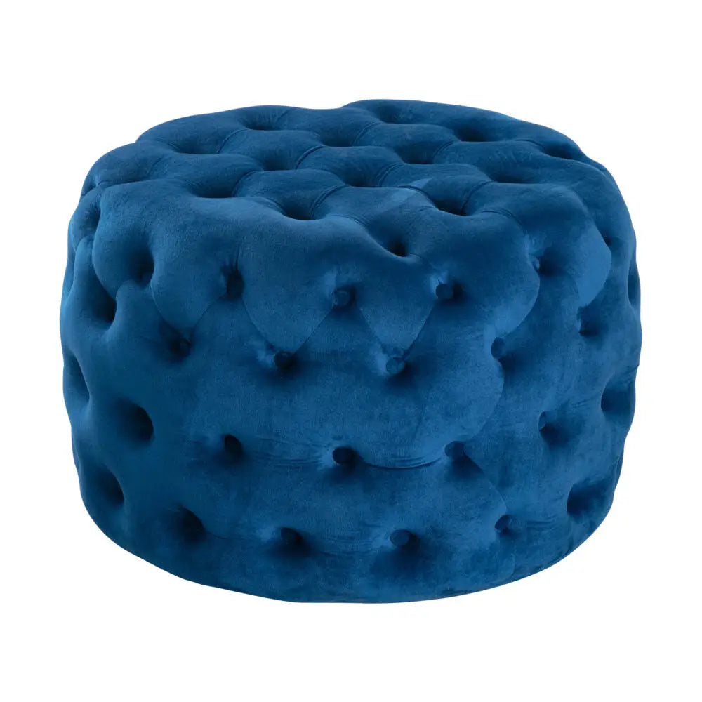 Round Velvet Ottoman in Navy - Furniture > Bedroom