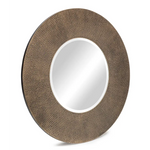 Round Wall Mirror with Croc Pattern Frame in Gold Black Finish - Furniture > Living Room