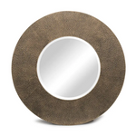 Round Wall Mirror with Croc Pattern Frame in Gold Black Finish - Furniture > Living Room