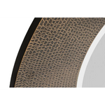 Round Wall Mirror with Croc Pattern Frame in Gold Black Finish - Furniture > Living Room