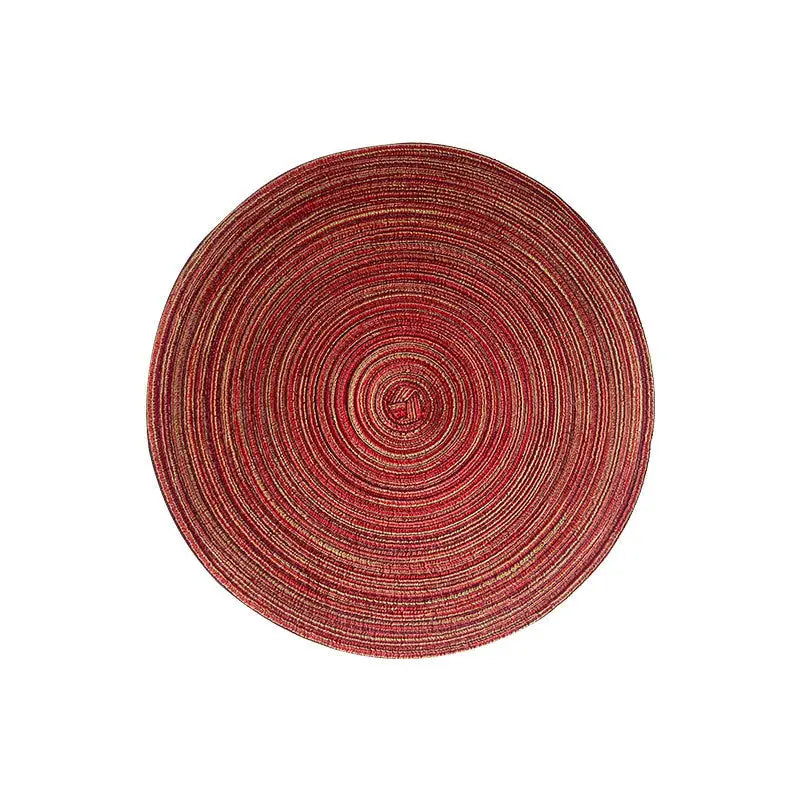 Round Woven Placemats -Colorful Braided Table Mats for Dining & Home Decor 11cm 10pcs Red - Home & Garden > Kitchenware
