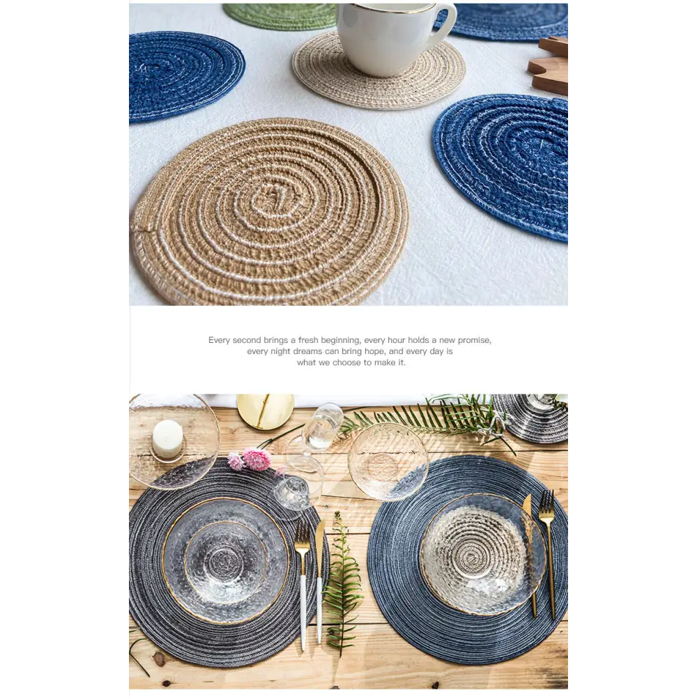 Round Woven Placemats -Colorful Braided Table Mats for Dining & Home Decor 30cm 10pcs khahi - Home & Garden >