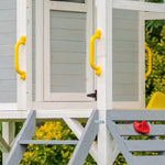 ROVO KIDS Wooden Tower Cubby House with Slide Sandpit Climbing Wall Noughts & Crosses - Baby & Kids > Baby & Kid’s