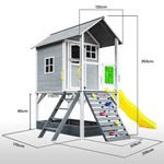 ROVO KIDS Wooden Tower Cubby House with Slide Sandpit Climbing Wall Noughts & Crosses - Baby & Kids > Baby & Kid’s