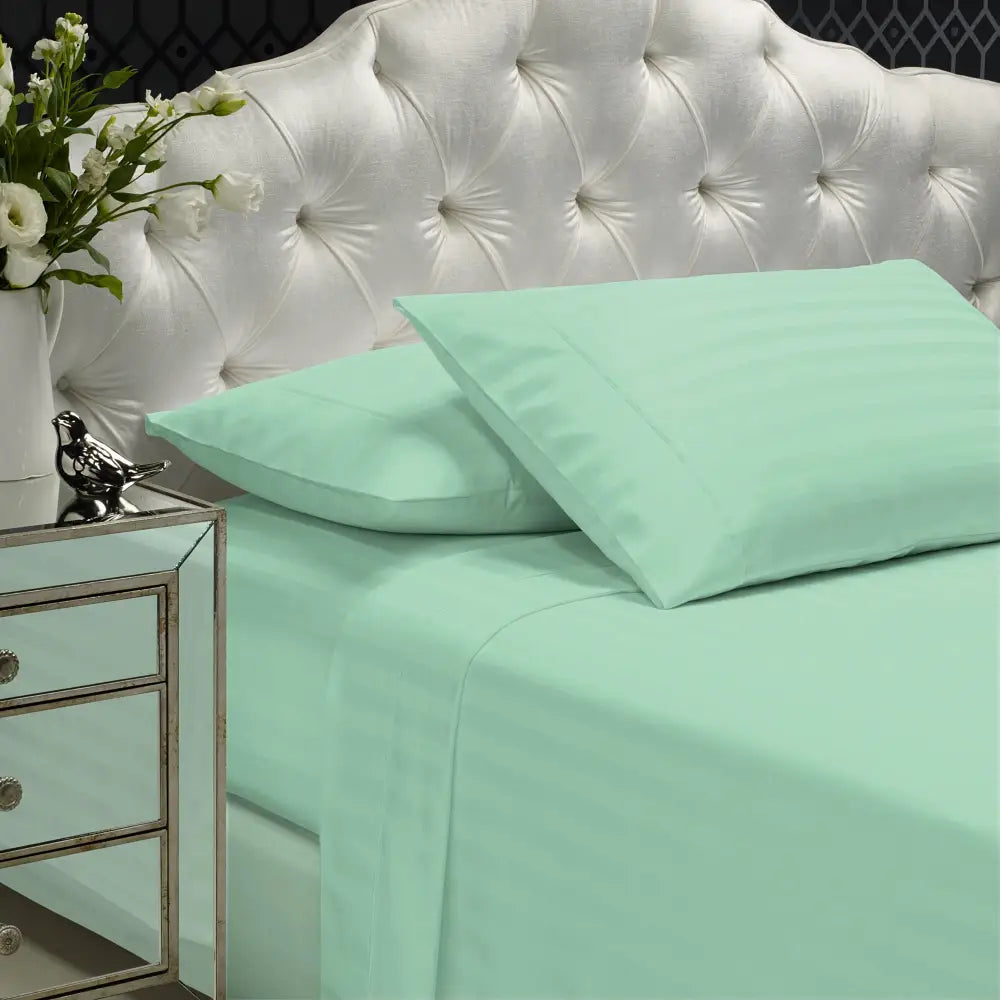 Royal Comfort 1200 Thread count Damask Stripe Cotton Blend sheet sets King Mist - Home & Garden > Bedding