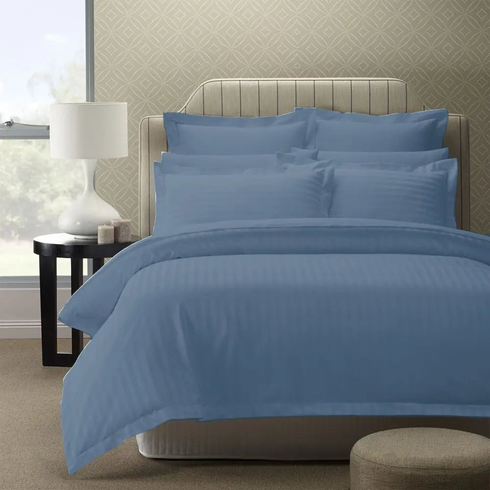 Royal Comfort 1200TC Quilt Cover Set Damask Cotton Blend Luxury Sateen Bedding - King - Blue Fog - Home & Garden >