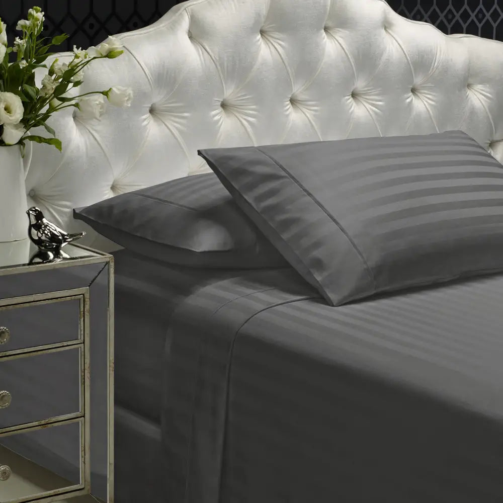 Royal Comfort 1200TC Sheet Set Damask Cotton Blend Ultra Soft Sateen Bedding - King - Charcoal Grey - Home & Garden >