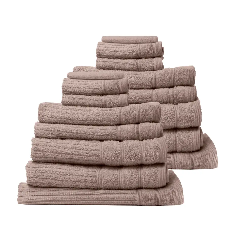 Royal Comfort 16 Piece Egyptian Cotton Eden Towel Set 600GSM Luxurious Absorbent - Champagne - Home & Garden > Bathroom