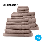 Royal Comfort 16 Piece Egyptian Cotton Eden Towel Set 600GSM Luxurious Absorbent - Champagne - Home & Garden > Bathroom